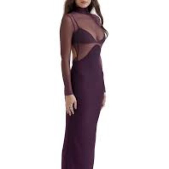 NTWO-HOUSE OF CB "SAFIYA" BLACK GRAPE MAXI DRESS - Picture 5 of 5